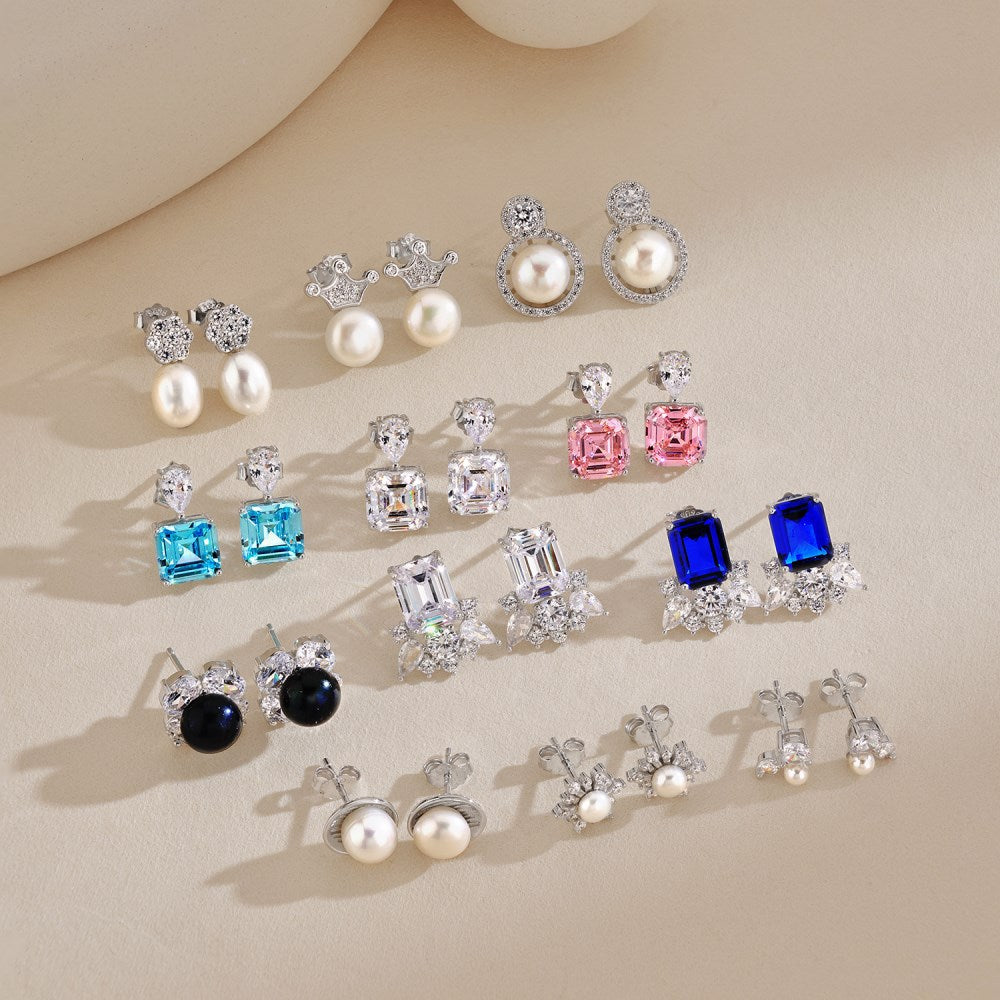 S925 Sterling Silver Freshwater Pearl Ear Studs High Sense Special Interest Light Luxury Ins Style