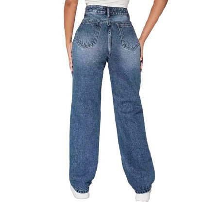 European And American Ripped Trendy Women's Jeans Straight