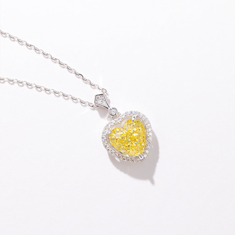 2024 New Yellow Diamond Sterling Silver Necklace For Girls