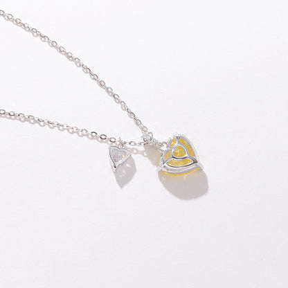 Heart Necklace Cold Wind Simple Personality Yellow Diamond