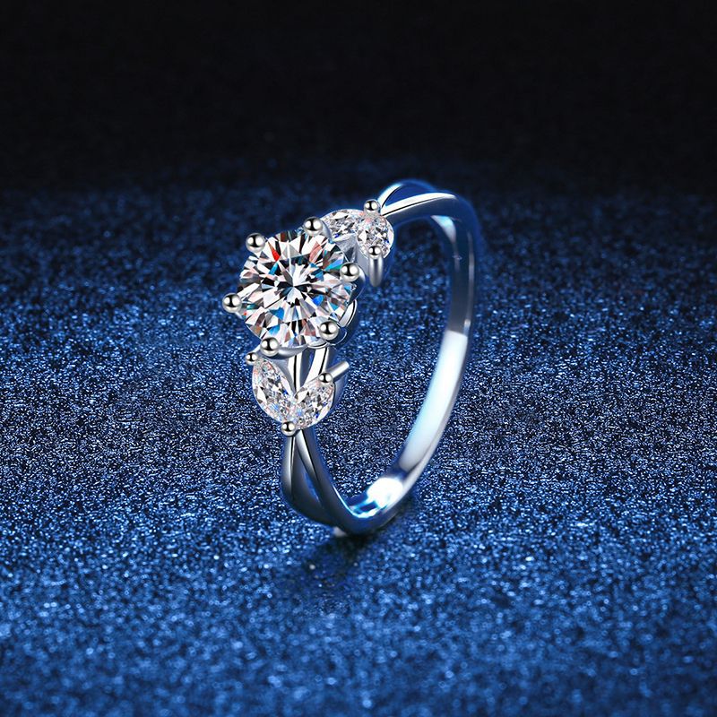 Sterling Silver Moissanite Ring Female Blooming Flower