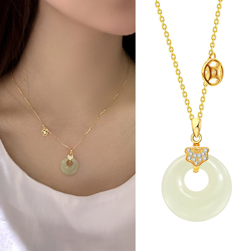 520 Gift New Hetian Jade Necklace Female 925 Silver