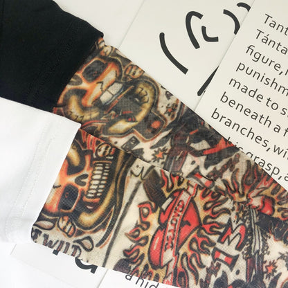 Boy's Floral Arm Tattoo Long-sleeved T-shirt Top