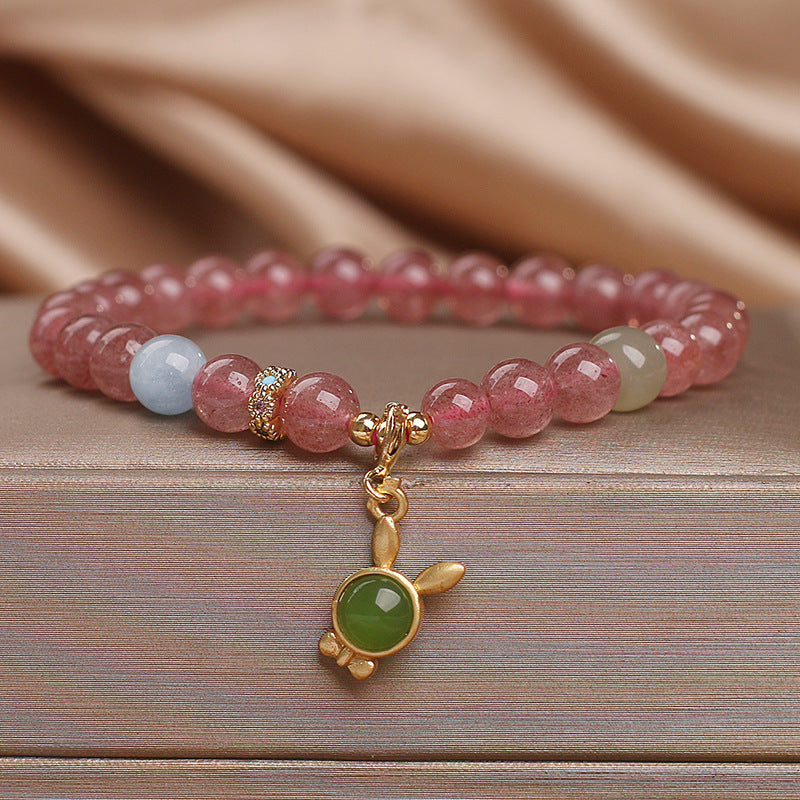 Ethnic Style Natural Strawberry Quartz Bracelet Female Special-interest Design