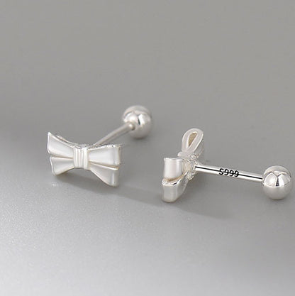 Sterling Silver Mini Bow Simple Ear Bone Stud