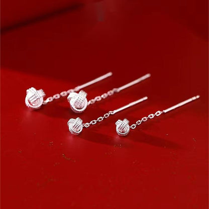 Women's Sterling Silver Ruyi Knot Stud Earrings