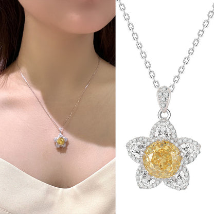 Ice Flower Cut Necklace Light Luxury All-matching Graceful Yellow Diamond Five-pointed Star