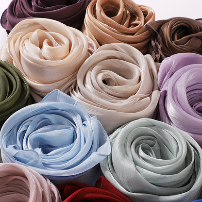 Breathable Cool Island Satin Smooth Silk Toe Scarf