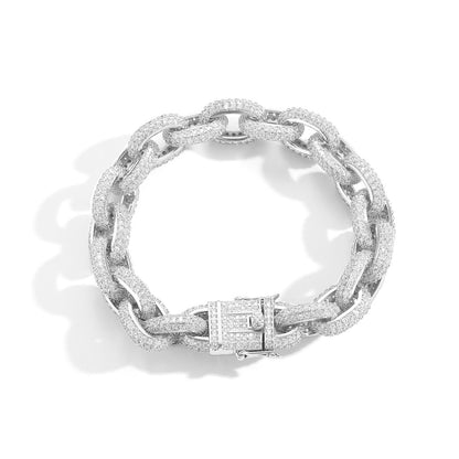 O-shaped Chain 12mm Inlaid Zircon Men's Bracelet