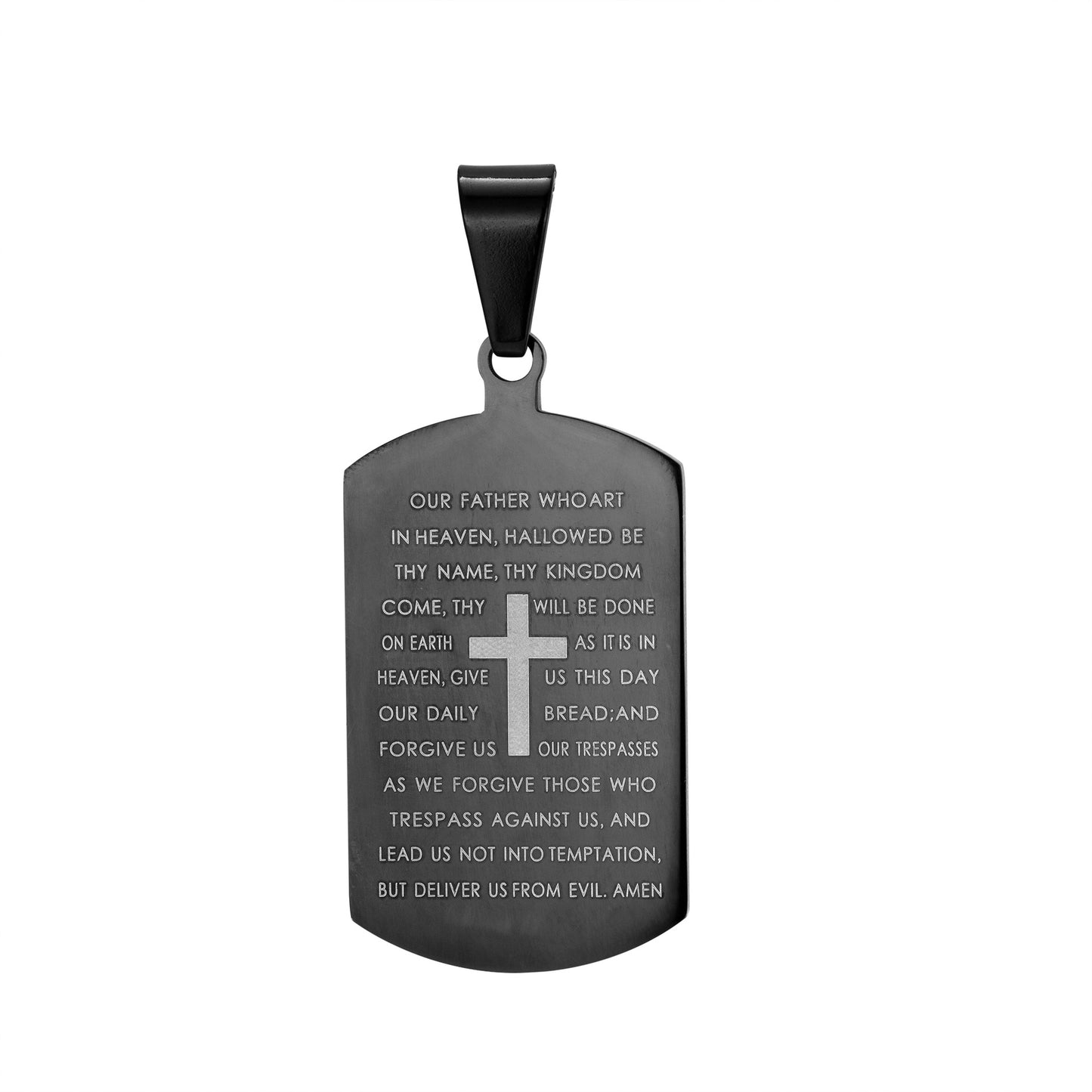 Stainless Steel Bible Cross Dog Tag Pendant Necklace