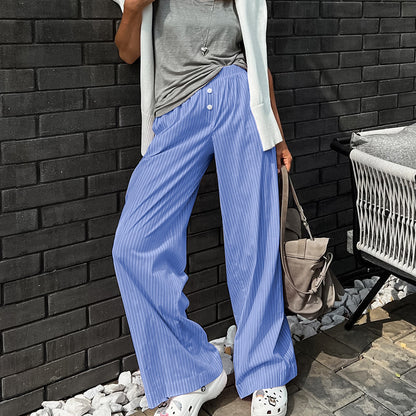 Women's Street Fashion Blue Striped Trousers