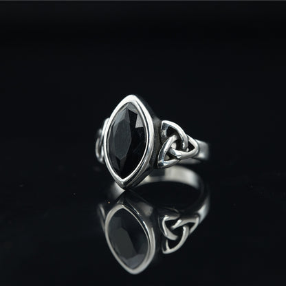 Fashion Retro Gem Titanium Steel Ring For Men And Women Ethnic Style