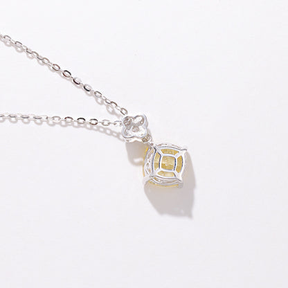 S925 Sterling Silver Ice Flower Cut Necklace Perfume Bottle Cube Sugar Clavicle Chain