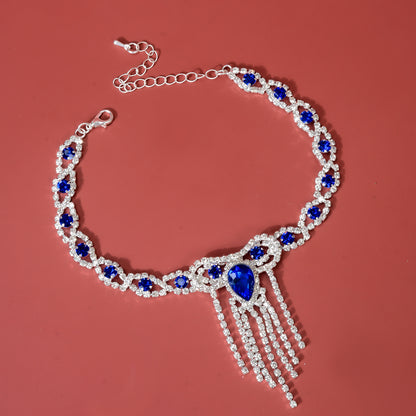 Fashion Fashion Style Tassel Blue Rhinestone Anklet