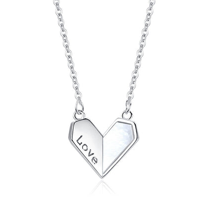 Sterling Silver S925 Heart-shaped White Shell Necklace LOVE Affordable Luxury Style