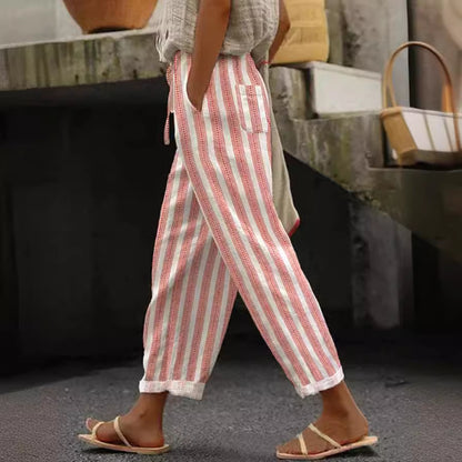 Versatile European And American Women's Casual Striped Pants