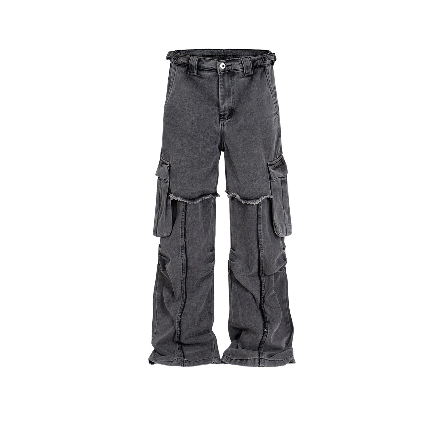 Men's Double Layer Stitching Ruffle Straight-leg Trousers