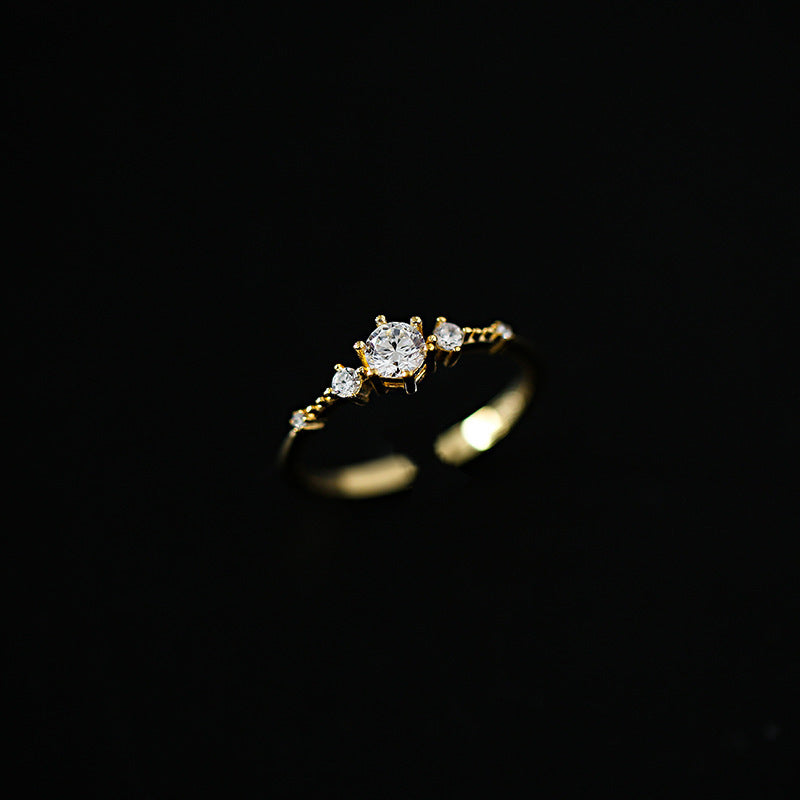 Sterling Silver Plated 14K Gold Open Ring For Women