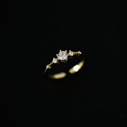 Sterling Silver Plated 14K Gold Open Ring For Women