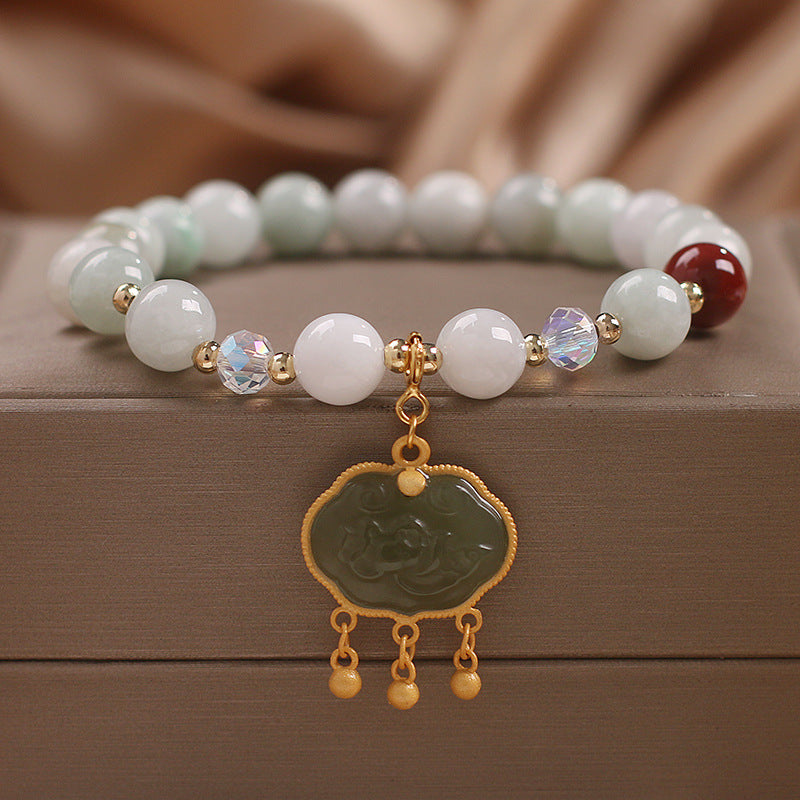 Summer Blue Hetian Jade Beaded Bracelet