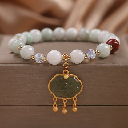 Summer Blue Hetian Jade Beaded Bracelet