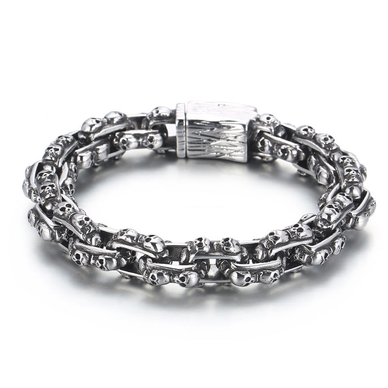 Old Punk Skull Titanium Steel Men's Bracelet