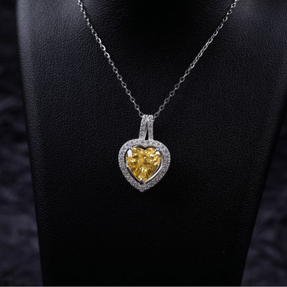 S925 Heart-shaped Ice Flower Cut Zircon Pendant High-grade Necklace