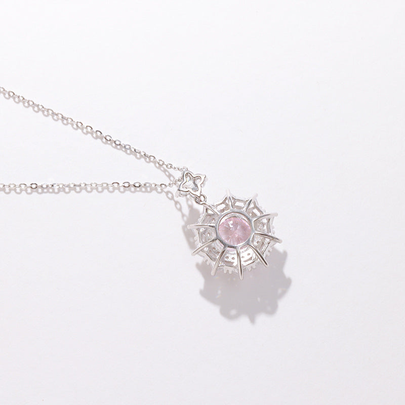 S925 Silver High Carbon Diamond Pendant Light Luxury High-grade Round Ice Flower Cut Necklace