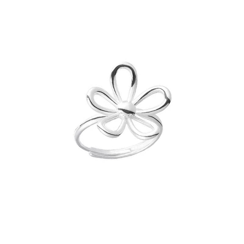 Sterling Silver Hollow Flower Ring For Women