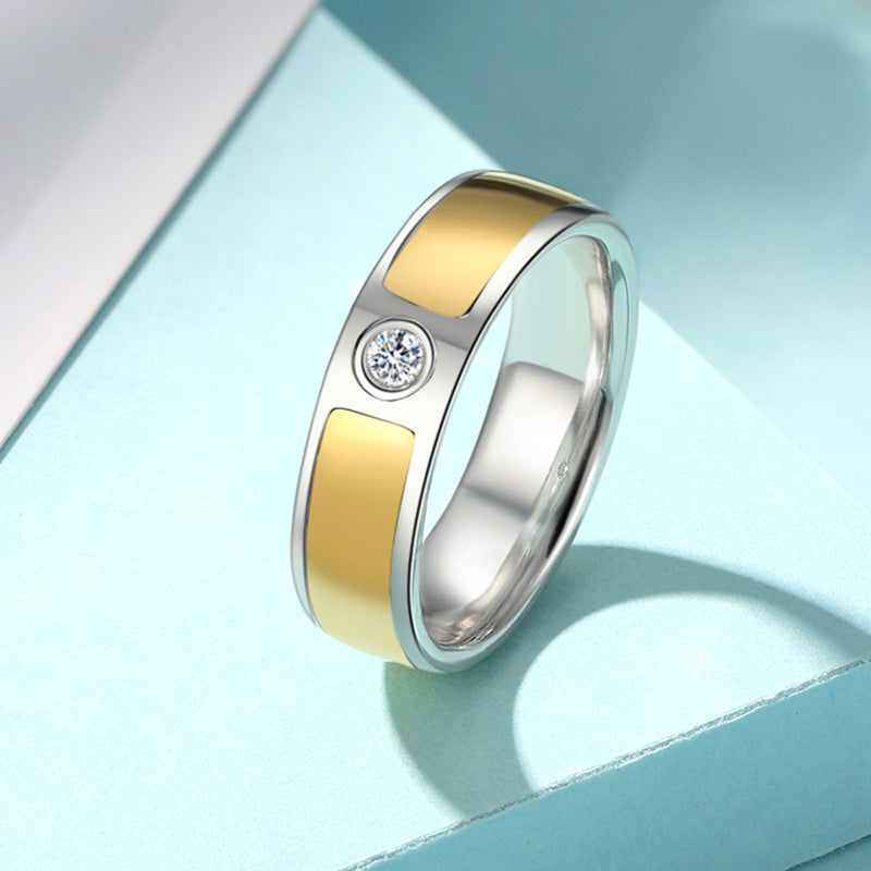 S925 Silver Couple's Fashion Two-color Ring