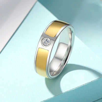 S925 Silver Couple's Fashion Two-color Ring