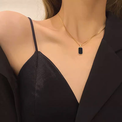 Black Square Plate Necklace Sterling Silver