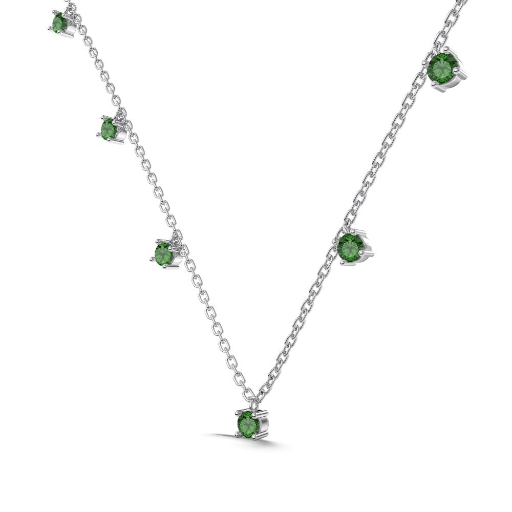 Silver S925 Green Round Zirconium Fringed Zircon Small Pendant Necklace Fashion Multi-Pendant