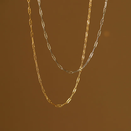 Titanium Steel Plated 18K Gold Stacked Color-retaining Clavicle Chain