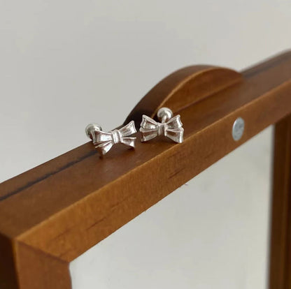 Sterling Silver Mini Bow Simple Ear Bone Stud