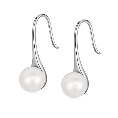 S925 Sterling Silver Freshwater Pearl Ear Studs High Sense Special Interest Light Luxury Ins Style