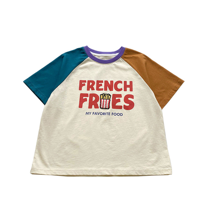 Children's Fashion Brand Handsome Fried Street T-shirt Patchwork Top