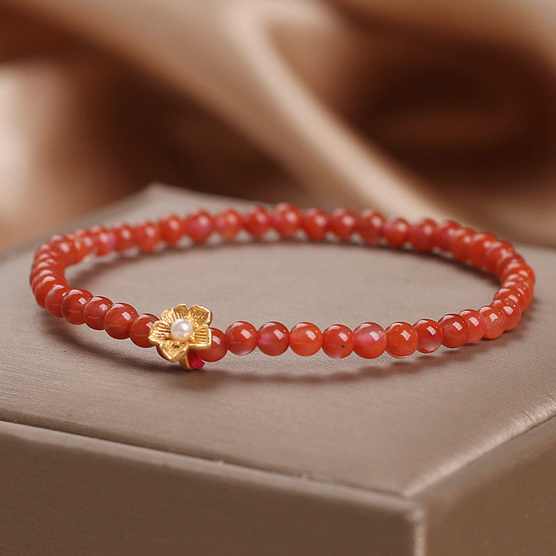 Natural Yanyuan Agate Beaded Bracelet For Women