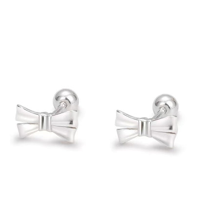 Sterling Silver Mini Bow Simple Ear Bone Stud