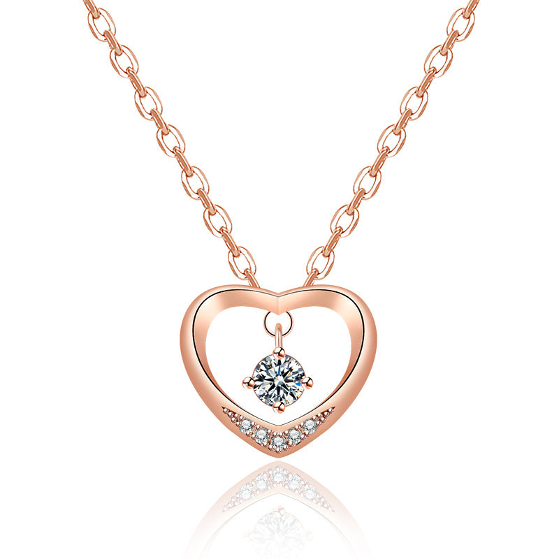 Heart-shaped Women's Micro-inlaid Hollow Pendant Necklace