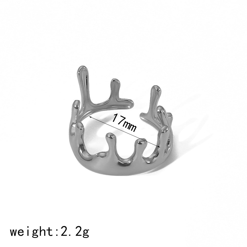 Design Lava Crown Titanium Steel Ring Opening Adjustable