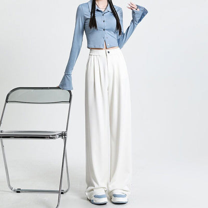 Silk Wide Leg Drooping Casual Narrow Version Straight-leg Pants