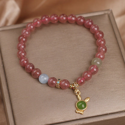 Ethnic Style Natural Strawberry Quartz Bracelet Female Special-interest Design