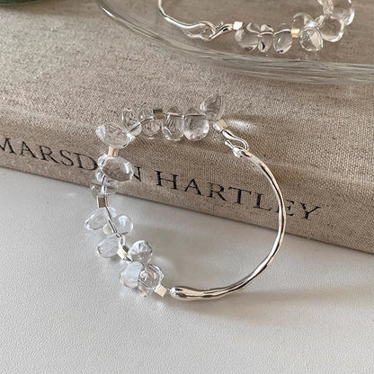 Women's Sterling Silver Natural White Crystal Bracelet