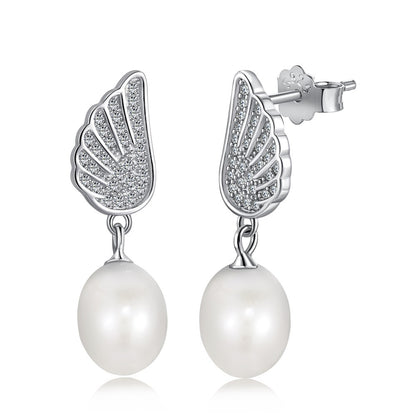 S925 Sterling Silver Freshwater Pearl Ear Studs High Sense Special Interest Light Luxury Ins Style