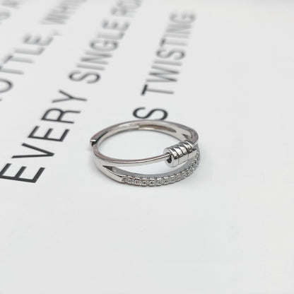 Women's S925 Sterling Silver Five-ring Cross Can Be Rotatable Ring