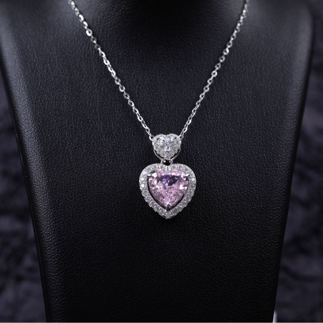 S925 Double Heart Original Pendant For Women Elegant Necklace