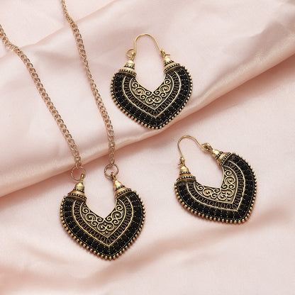 Colored Rope Winding Earrings Necklace Two-piece Set