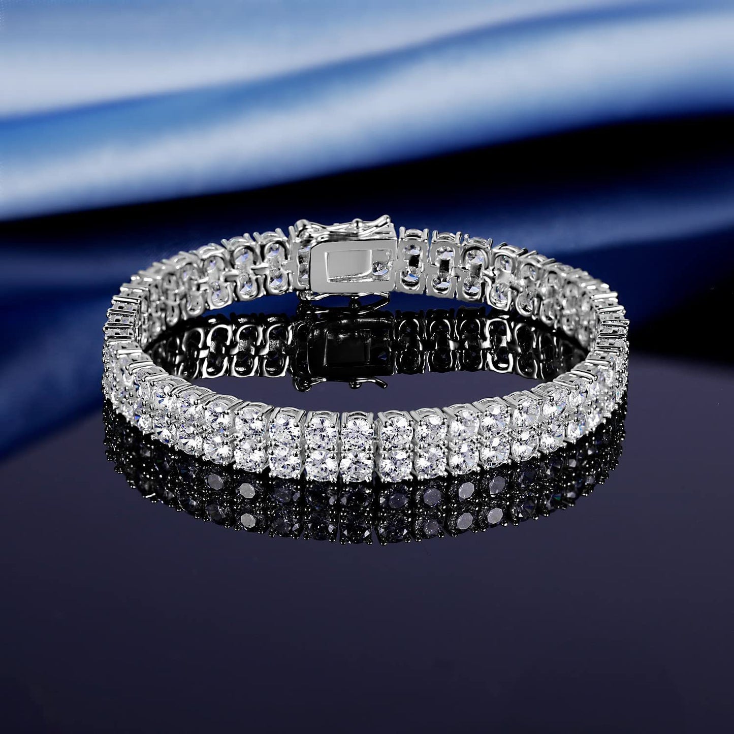 European Hip Hop 3MM Inlaid Zircon Tennis Bracelet Double Row