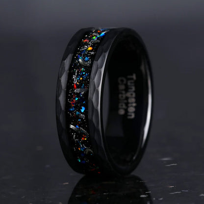 Fashion Color Opal Tungsten Gold Ring